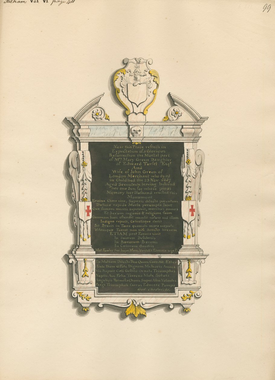Memorial à Sra. Mary Green de Daniel Lysons