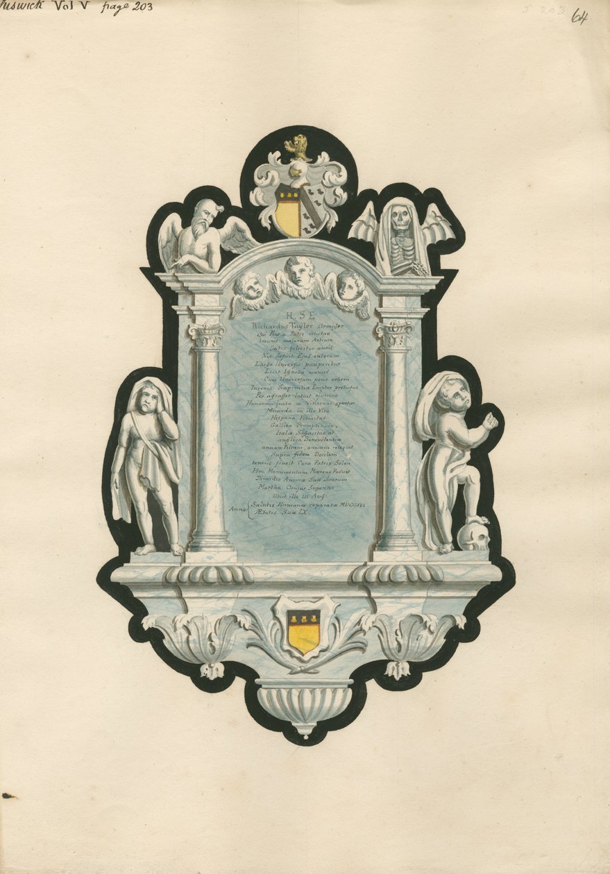 Memorial a Richard Taylor da Igreja de Chiswick de Daniel Lysons