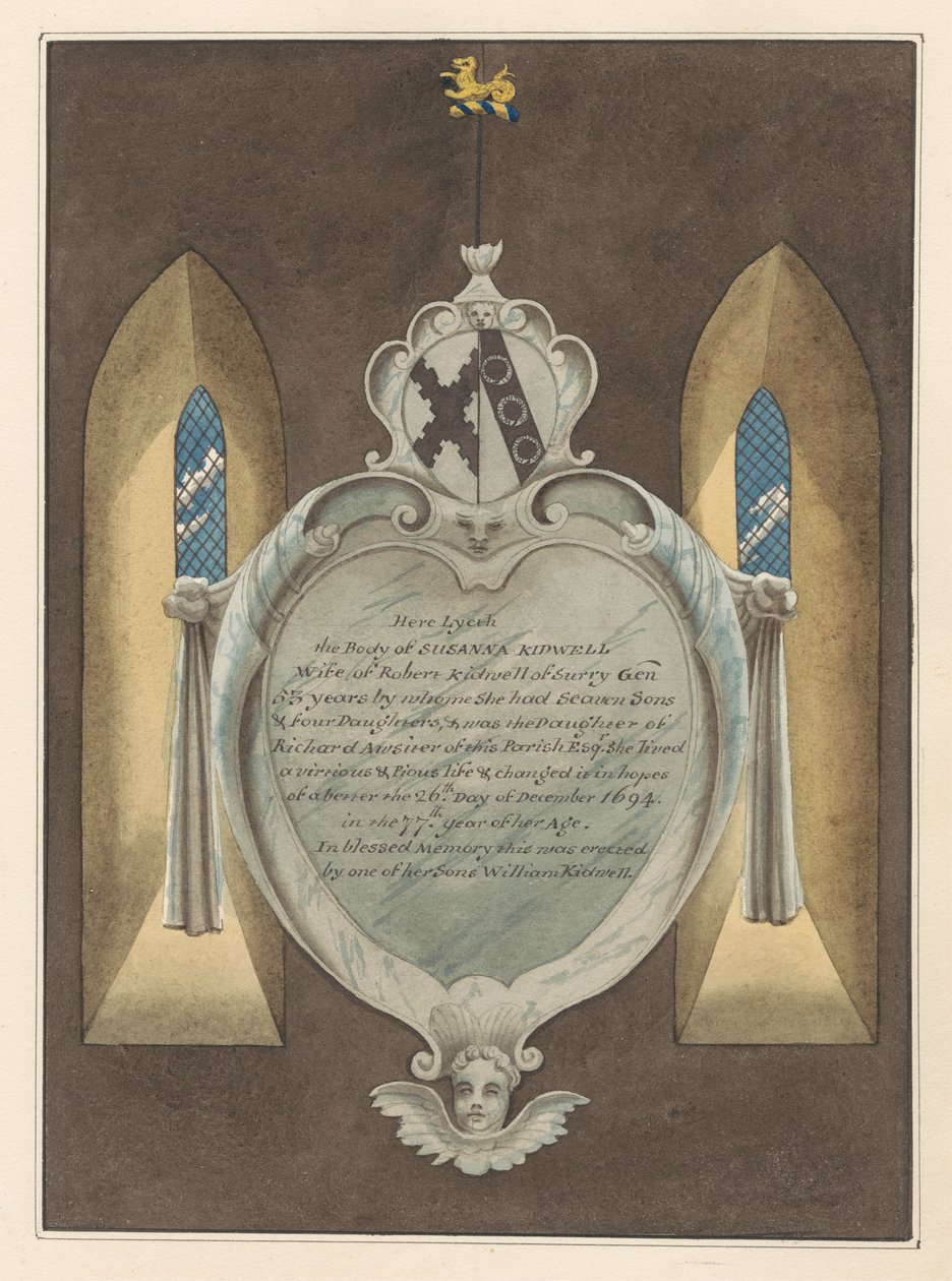 Memorial a Susannah Kidwell da Igreja de Norwood de Daniel Lysons
