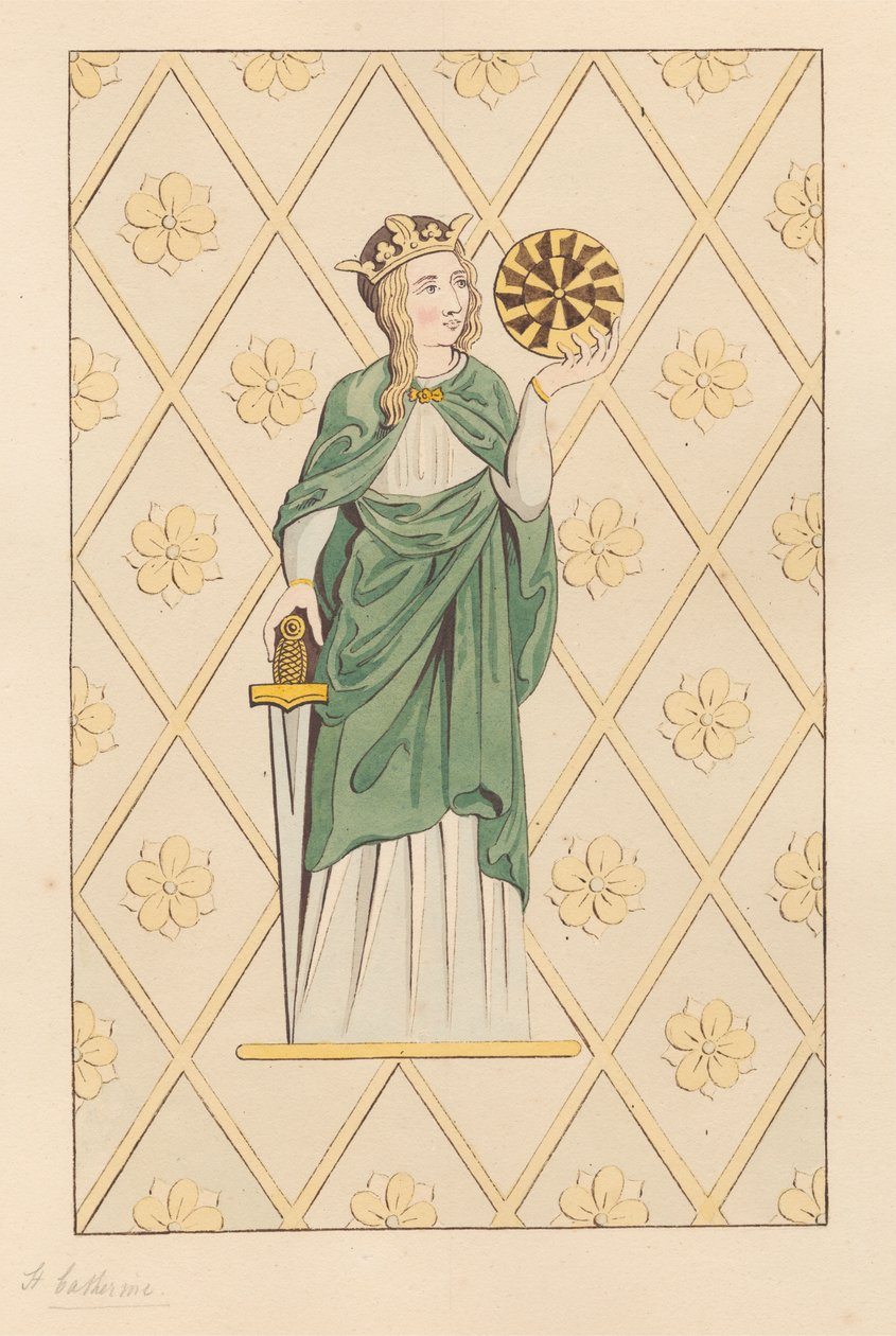 Janela de vidro manchado de St. Catherine da Igreja de Heston de Daniel Lysons