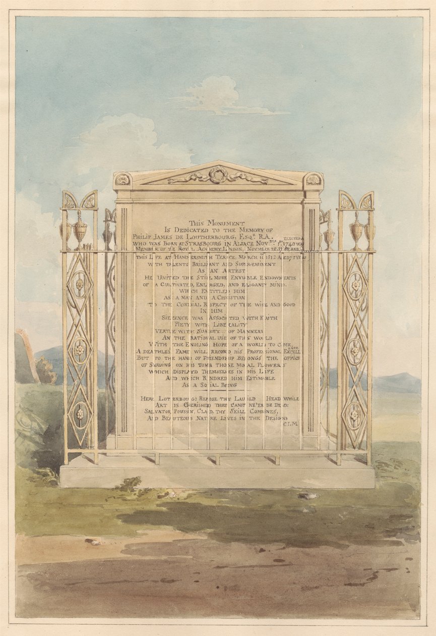 Túmulo de Philip James de Loutherbourg, de Chiswick Churchyard de Daniel Lysons