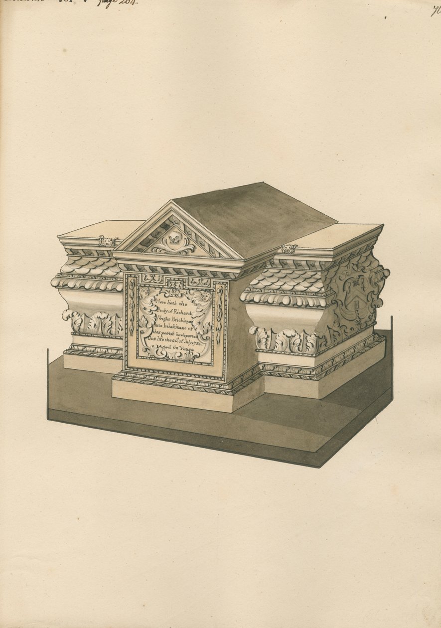 Túmulo de Richard Wright da Igreja de Chiswick de Daniel Lysons