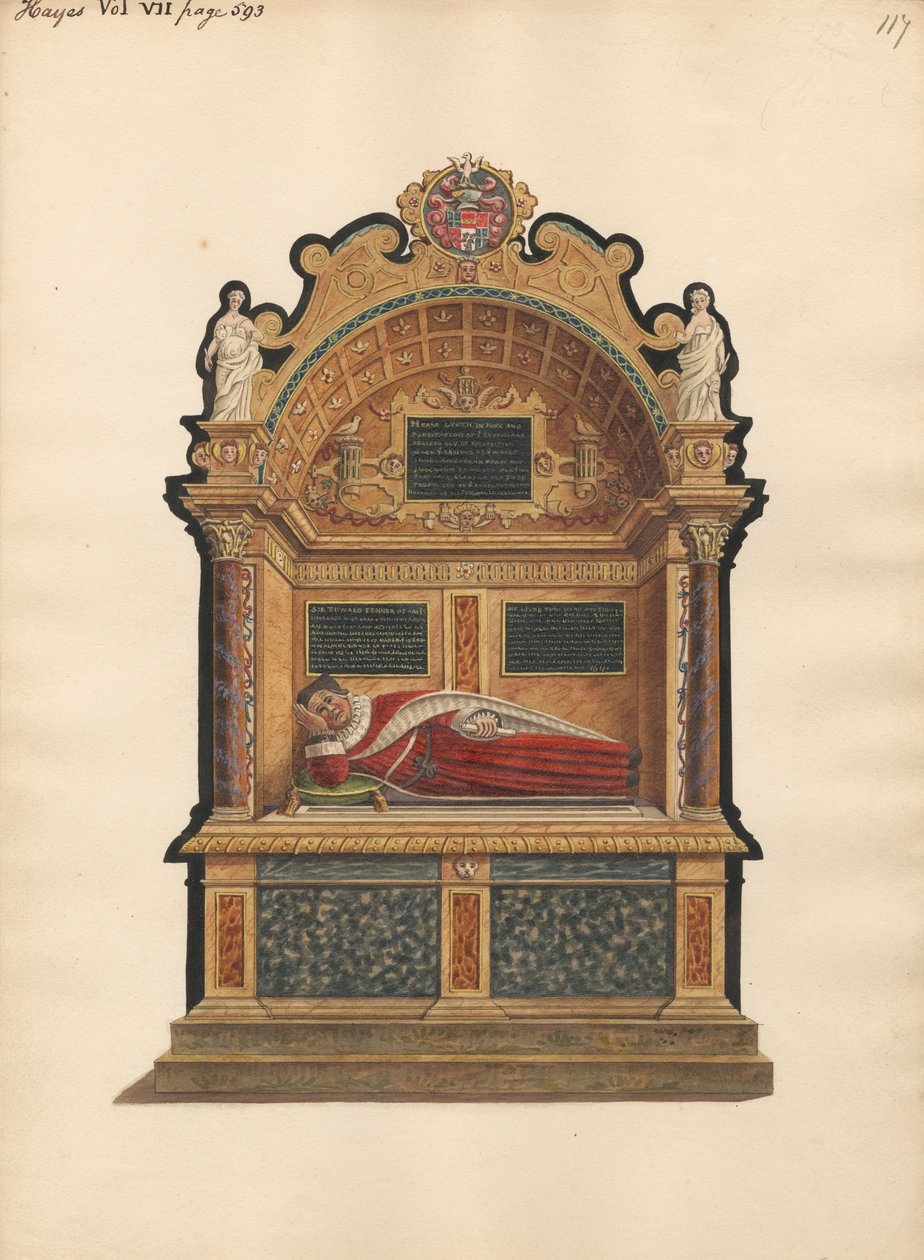 Túmulo de Sir Edward Fennen de Hayes da Igreja Hayes de Daniel Lysons