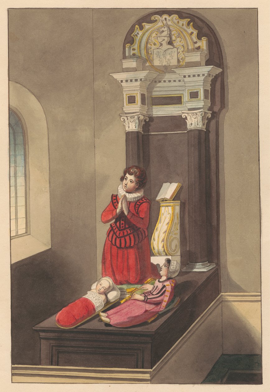 Túmulo dos Três Filhos de Sir Thomas Savage da Igreja de Isleworth de Daniel Lysons
