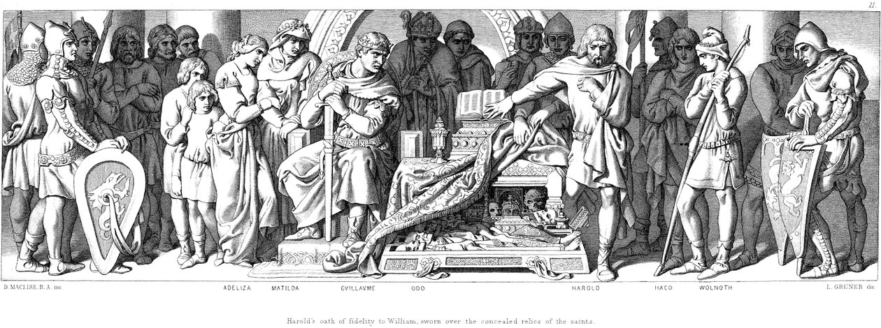 O rei Harold jura lealdade a Guilherme da Normandia, c1866 de Daniel Maclise