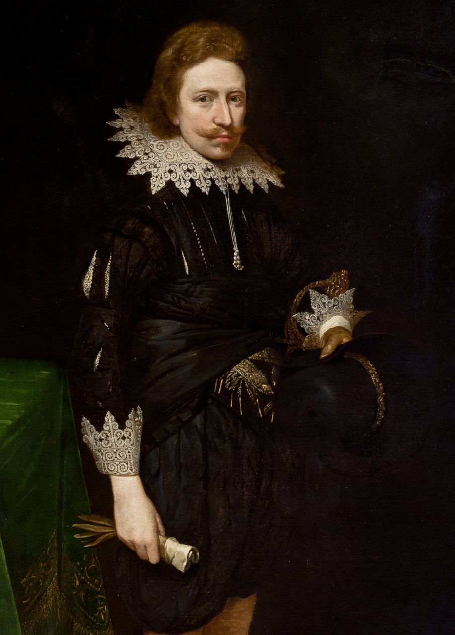 Detalhe do retrato de William Cavendish, 1624 de Daniel Mytens