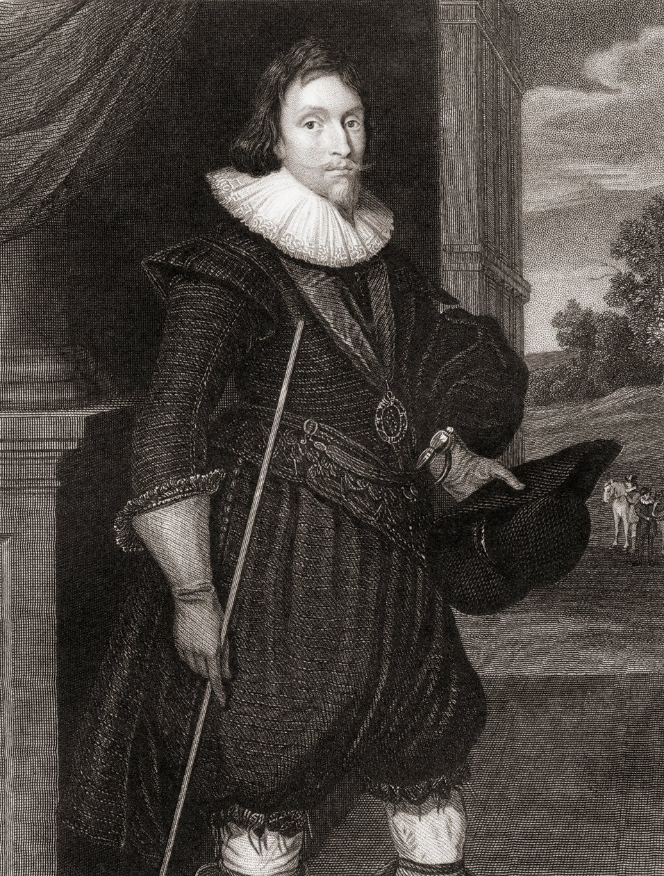 Retrato de James Hamilton (1589-1625), 2º Marquês de Hamilton, de &39;British&39;s Portraits&39;, de 1823 de Daniel Mytens