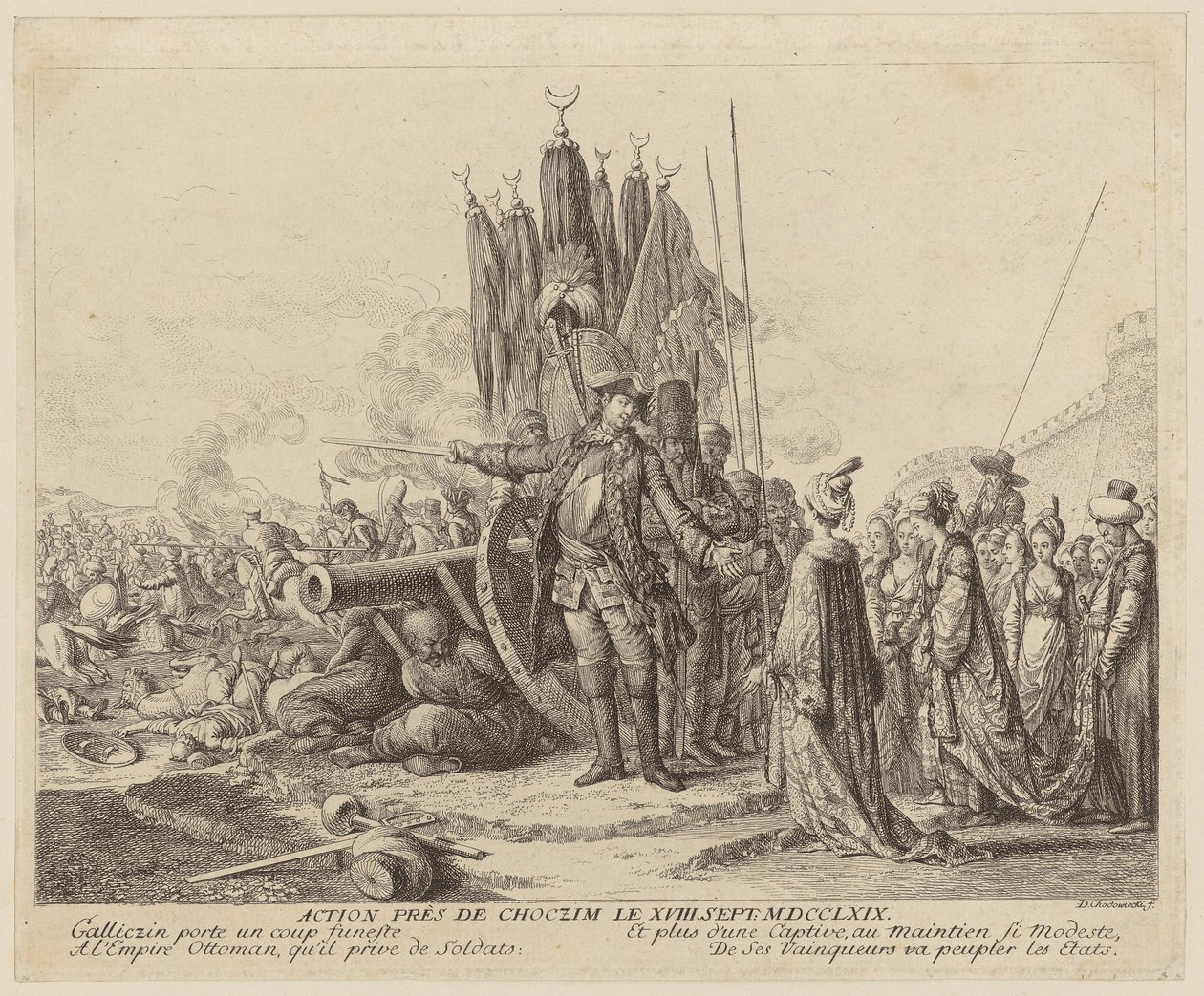 Batalha perto de Choczim, a 18 de setembro de 1769 de Daniel Nikolaus Chodowiecki