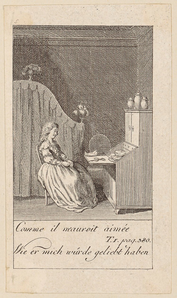 Folha 5 de «Karoline von Lichtfield» de Daniel Nikolaus Chodowiecki