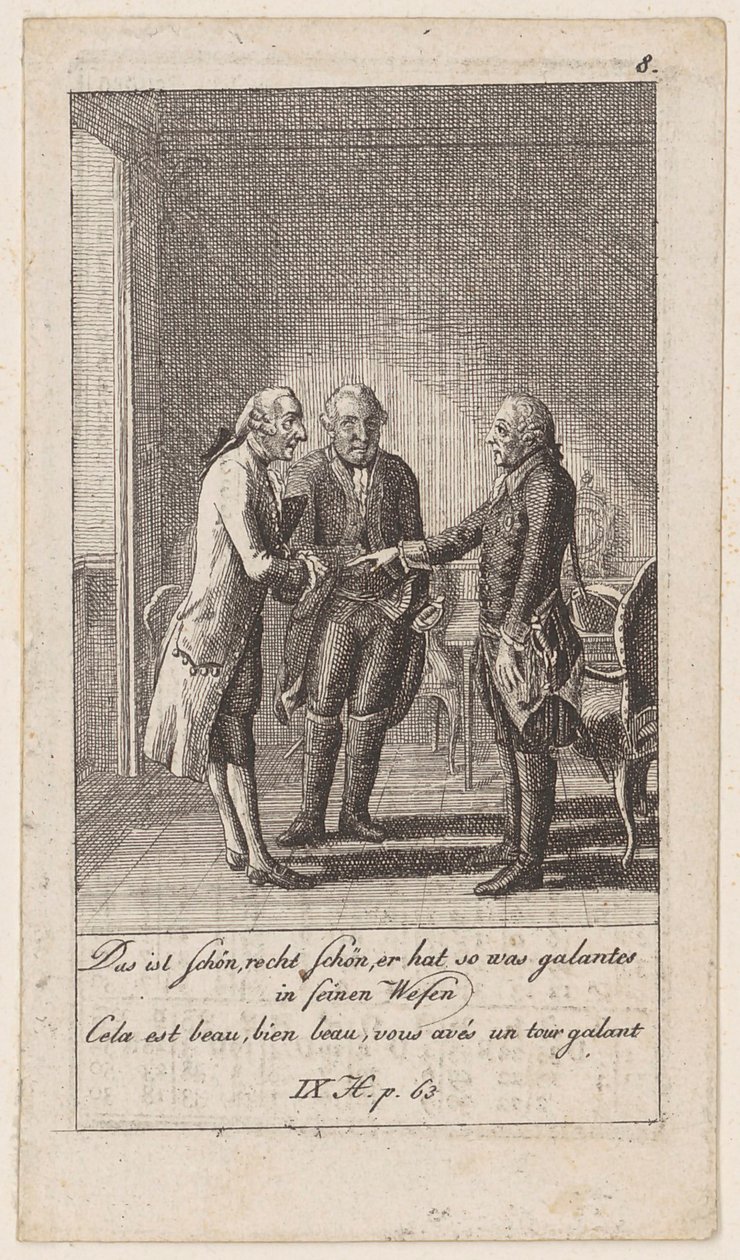 Prancha 8 de «Anedotas e traços de carácter de Frederico II, rei da Prússia» de Daniel Nikolaus Chodowiecki