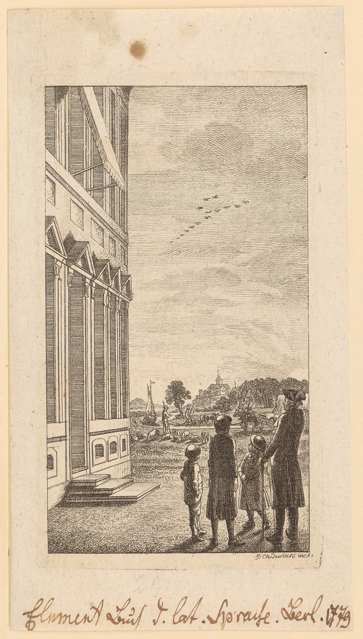 Primeira folha do «Manual Elementar da Língua Latina», de Schulze, Berlim, 1779 de Daniel Nikolaus Chodowiecki