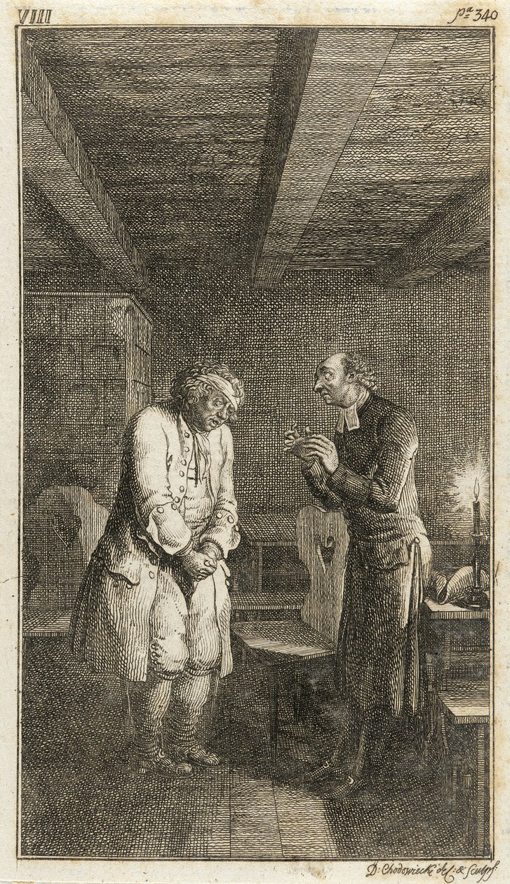 Ilustração para «Leonardo e Gertrudes ou os costumes da aldeia» de Henry Pestalozzi de Daniel Nikolaus Chodowiecki