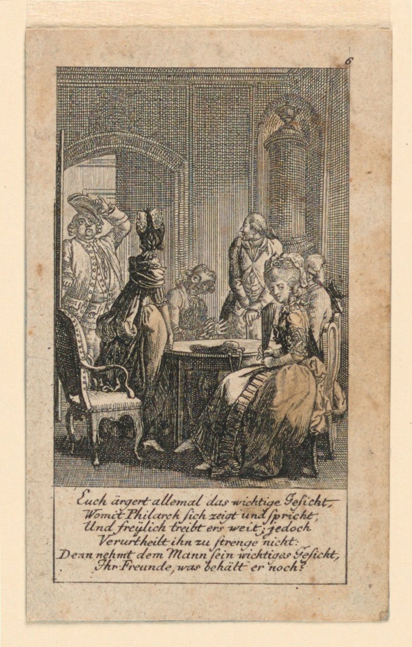 Pomposidade, Ilustração para "Königl: Grosbrit [anian] calendário genealógico para o ano de 1780 Lauenberg por J.G. Berenberg" de Daniel Nikolaus Chodowiecki