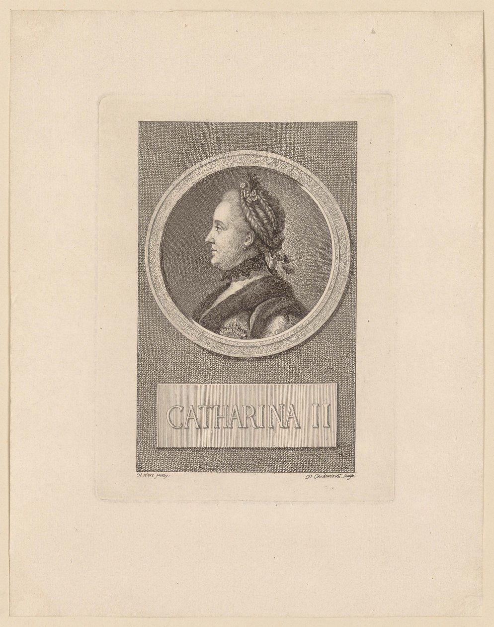 Retrato da imperatriz Catarina II da Rússia de Daniel Nikolaus Chodowiecki