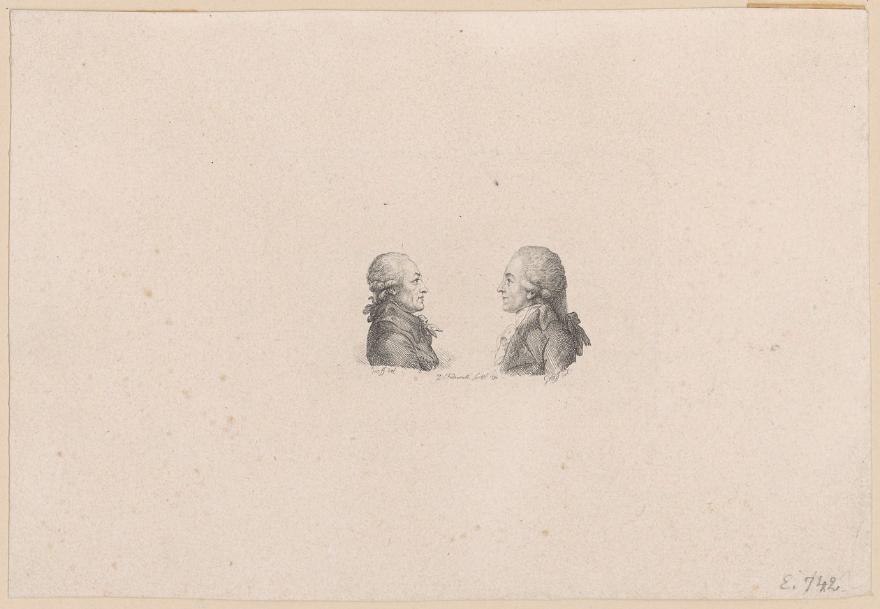 Retrato do pintor da corte Anton Graff e do conselheiro da corte Wilhelm Gottlieb Becker de Daniel Nikolaus Chodowiecki