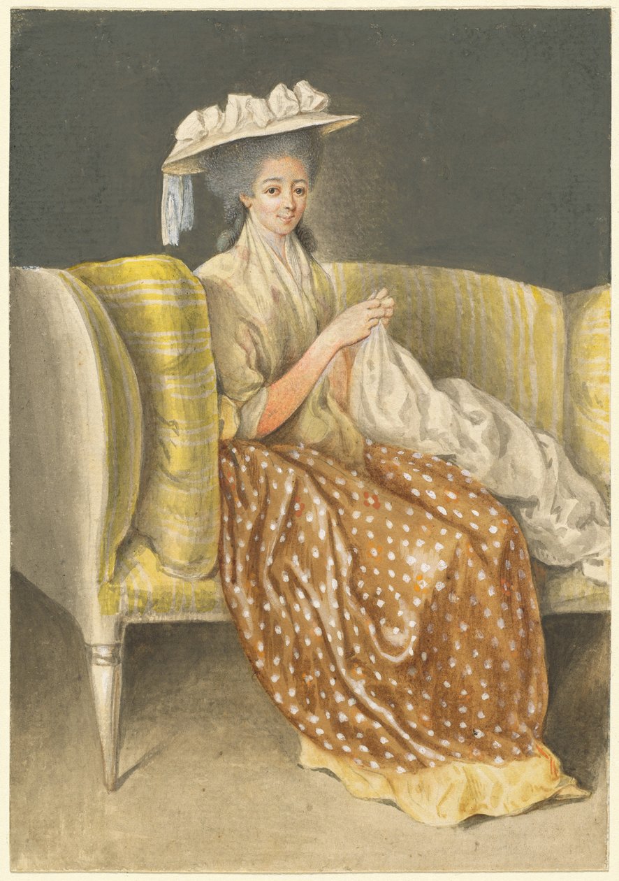 Retrato de uma senhora costurando de Daniel Nikolaus Chodowiecki