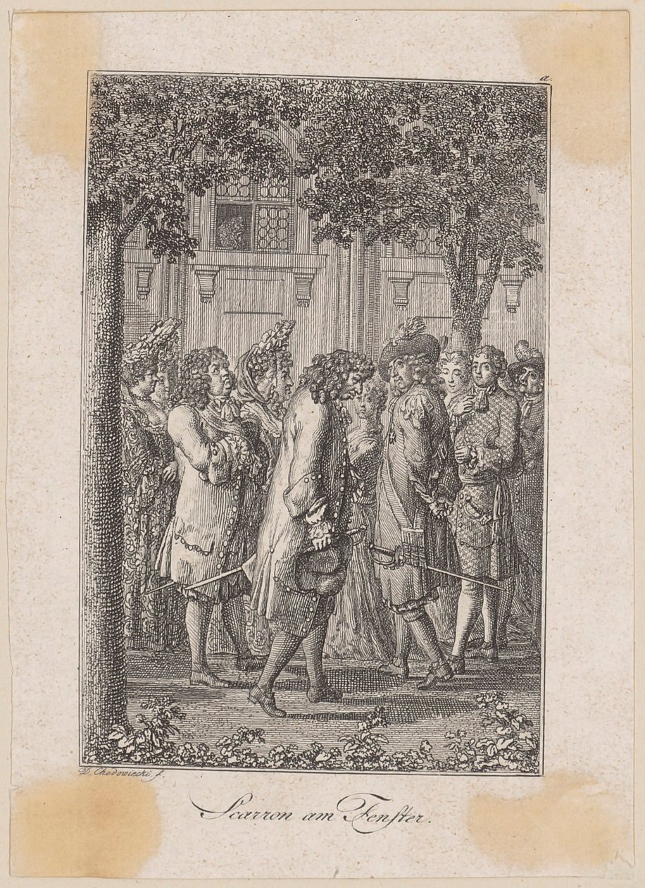 Scarron à janela. Conto de Kretschmann de Daniel Nikolaus Chodowiecki