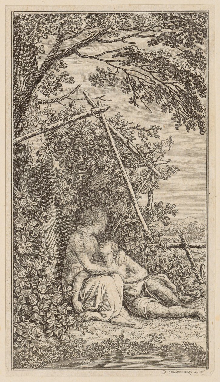 Canto do cisne, prancha 7 da primeira edição dos «Poemas de Gottfried August Bürger» de Daniel Nikolaus Chodowiecki