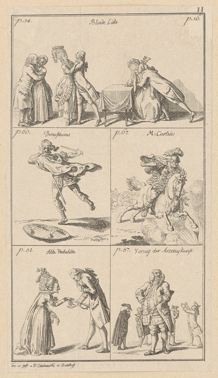 Placa II sobre «Elogio da Loucura», de Erasmo de Daniel Nikolaus Chodowiecki