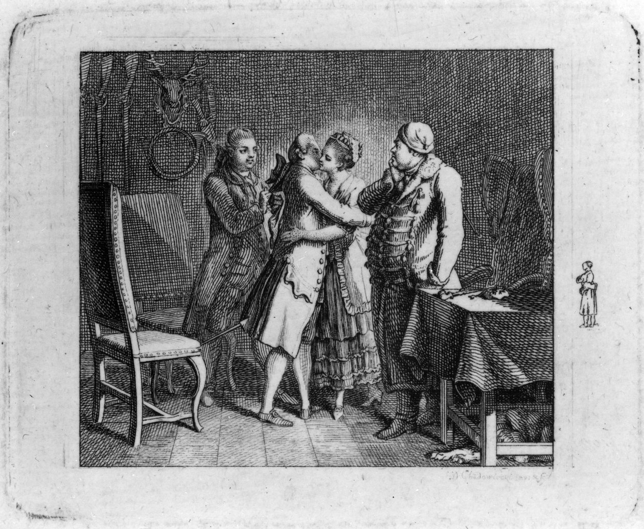 Vinheta de título para As alegrias do jovem Werther de Nicolai de Daniel Nikolaus Chodowiecki