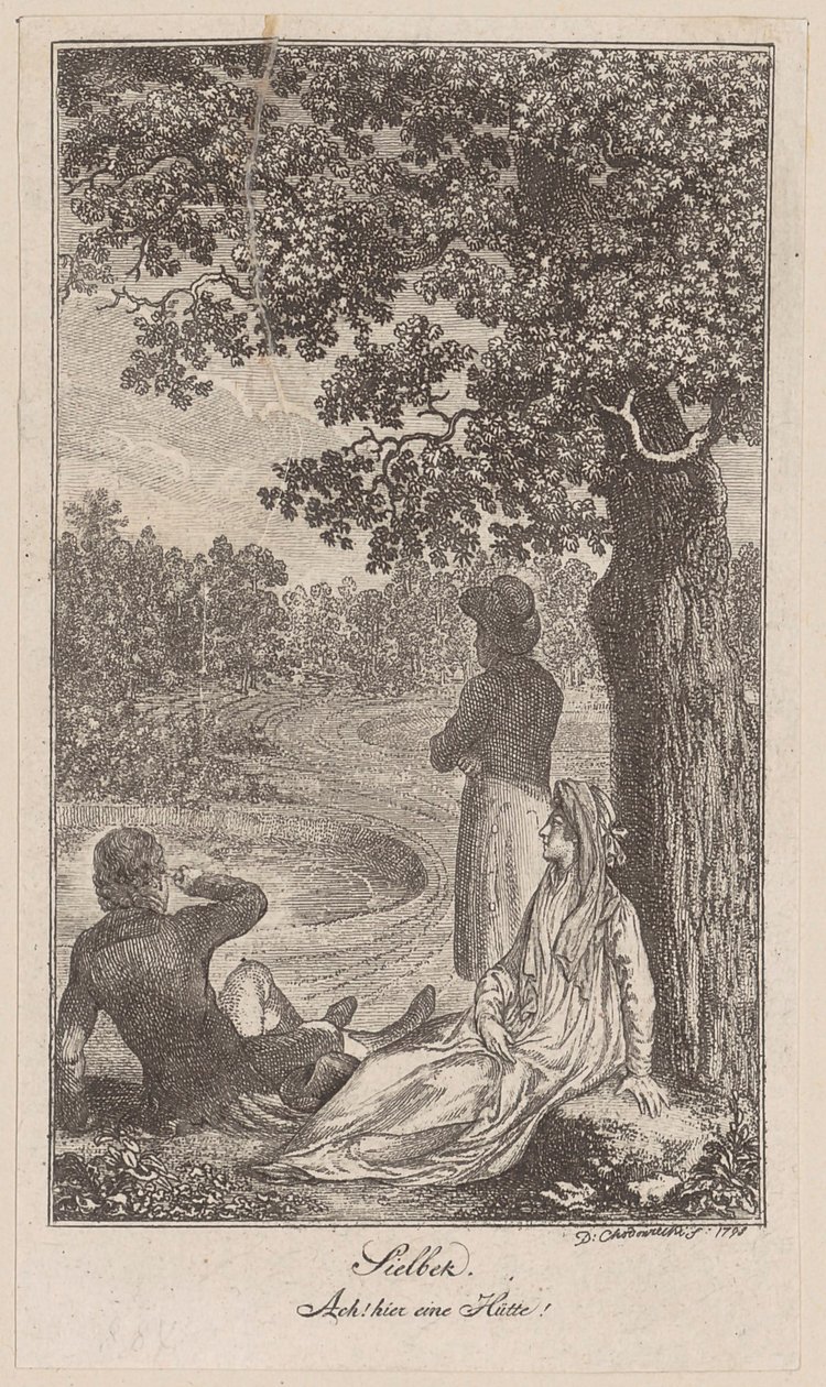 Gravura de frontispício para as "Fantasias" de Ewald de Daniel Nikolaus Chodowiecki