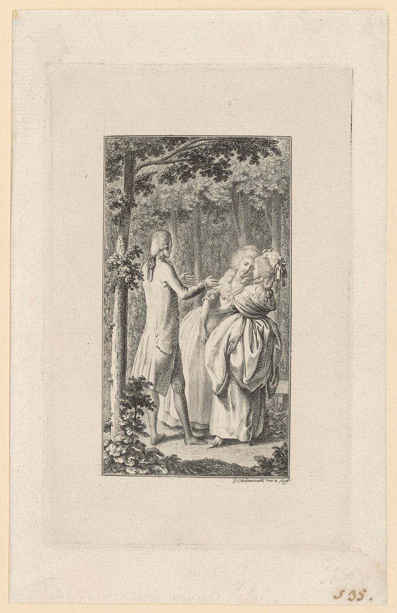 Gravura de cobre da capa da obra «Heloise», de Jean-Jacques Rousseau de Daniel Nikolaus Chodowiecki