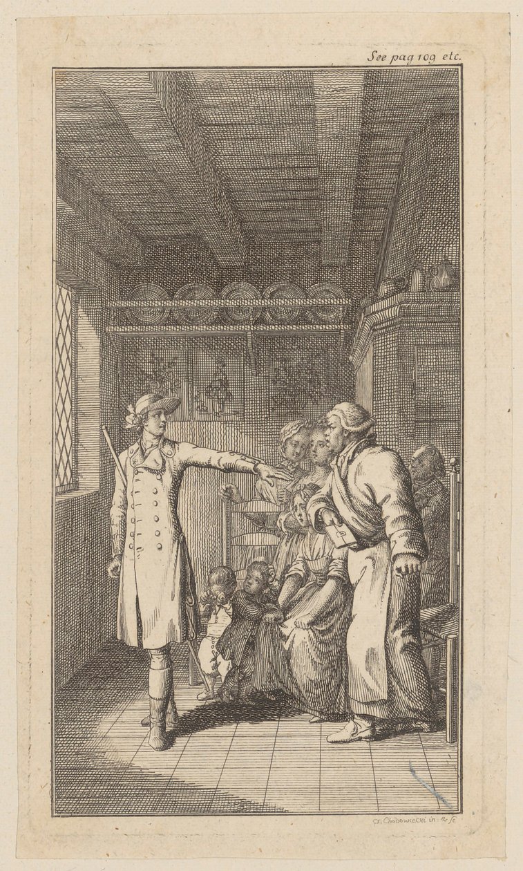Gravura em cobre da capa da obra «O Vigário de Wakefield», de O. Goldsmith de Daniel Nikolaus Chodowiecki