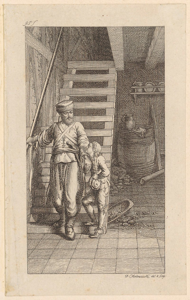 Gravura de rosto para „Wilhelm von Blumenthal“ de Schummel, primeira parte de Daniel Nikolaus Chodowiecki