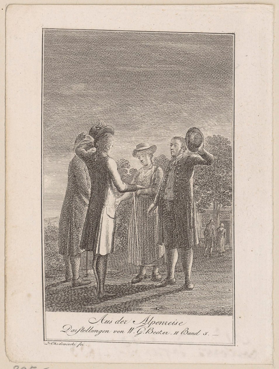 Gravura de título para «Viagem aos Alpes» de W. G. Becker de Daniel Nikolaus Chodowiecki