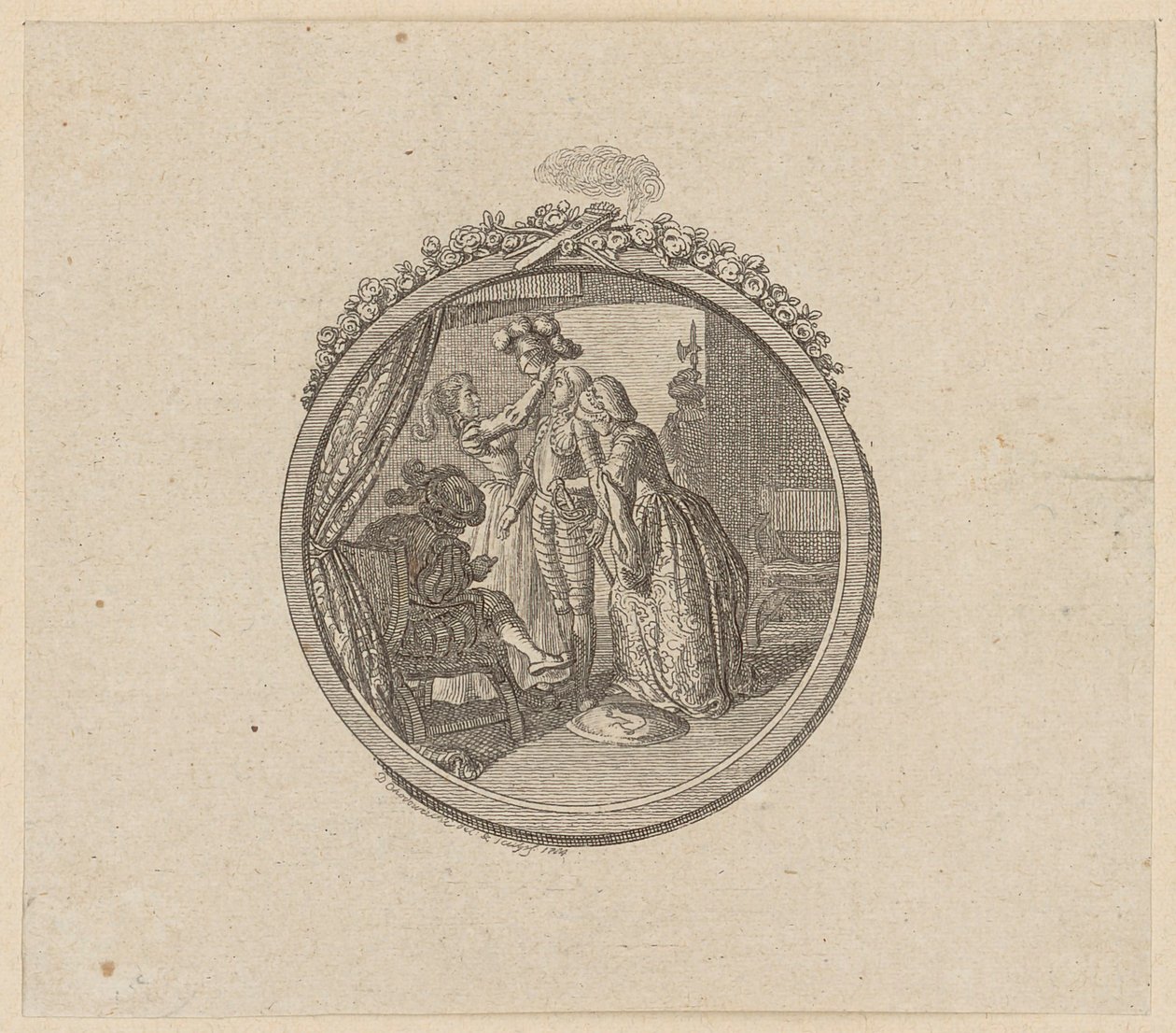Vinheta de título para o romance de cavalaria «Palmerin von Oliva» de Daniel Nikolaus Chodowiecki