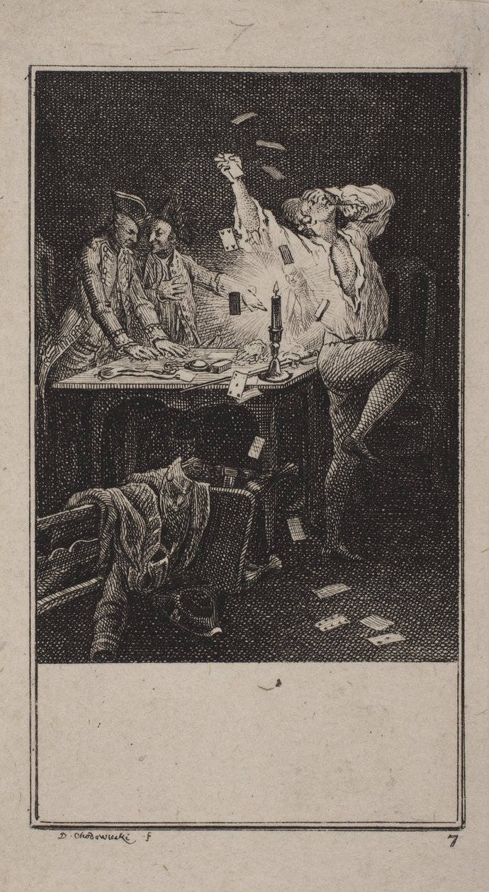 Exercite a paciência e o desprezo pelas riquezas (Übung der Gedult und der Verachtung des reichthums) de Daniel Nikolaus Chodowiecki