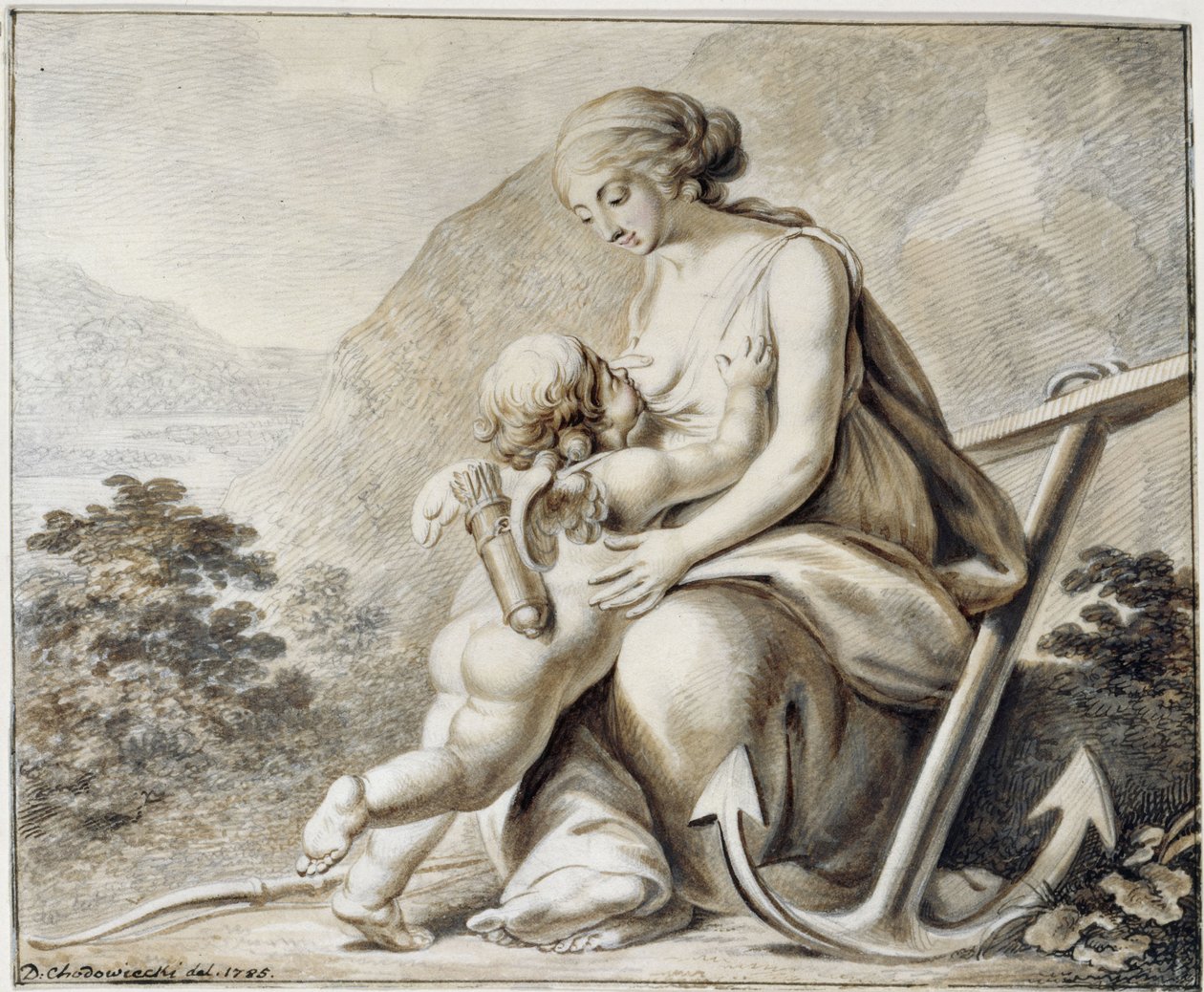 Vénus oferecendo o seio a Cupido, de pé à sua esquerda de Daniel Nikolaus Chodowiecki