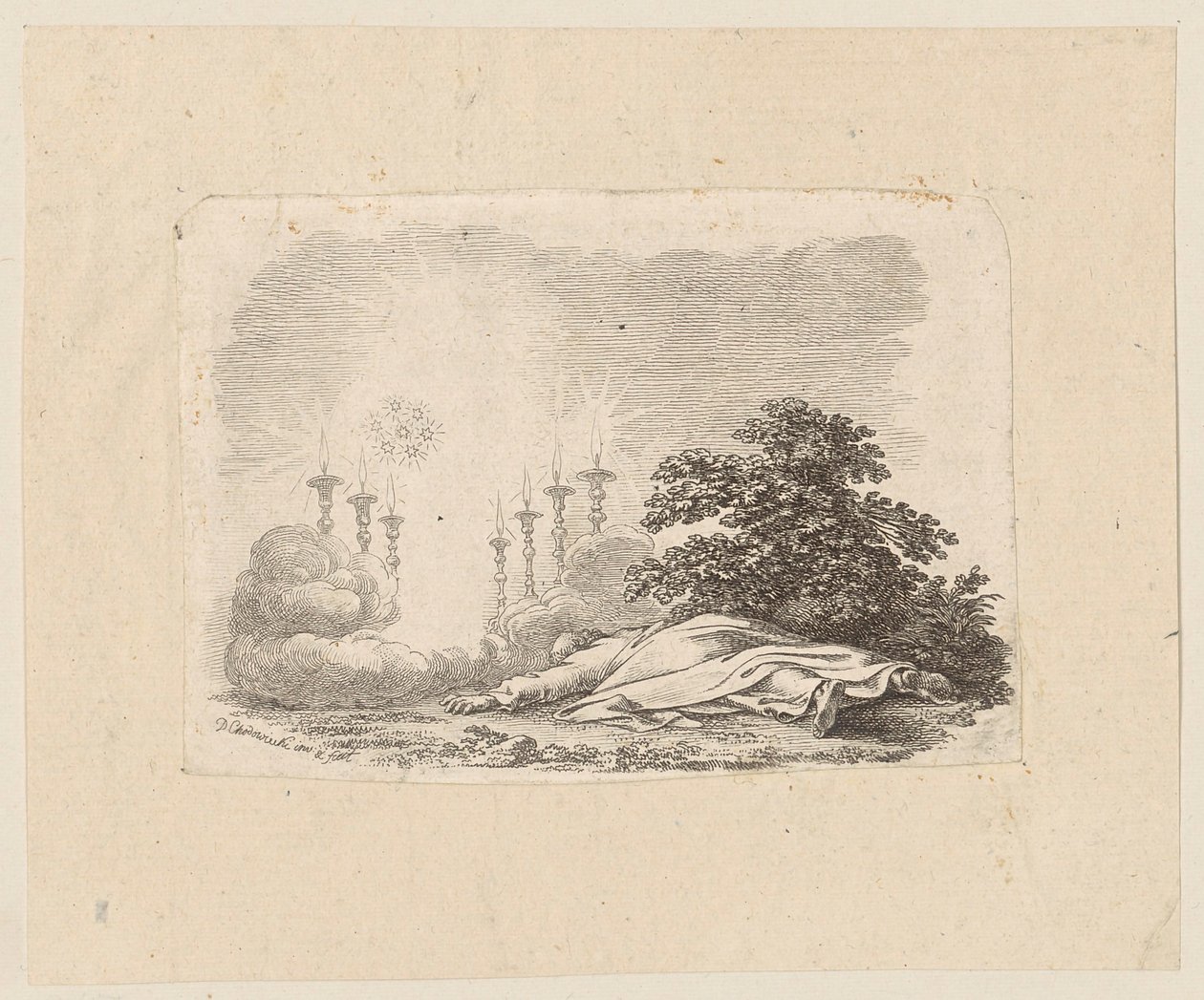 Vinheta sobre a obra «Jesus Messias», de Lavater de Daniel Nikolaus Chodowiecki