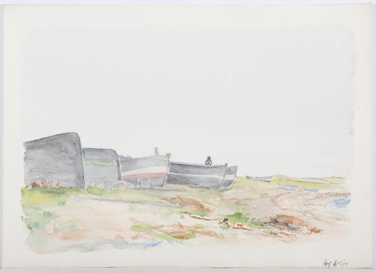 Pesca Cobles, Holy Island, 1895 (lápis e wc no papel) de Daniel Oliver