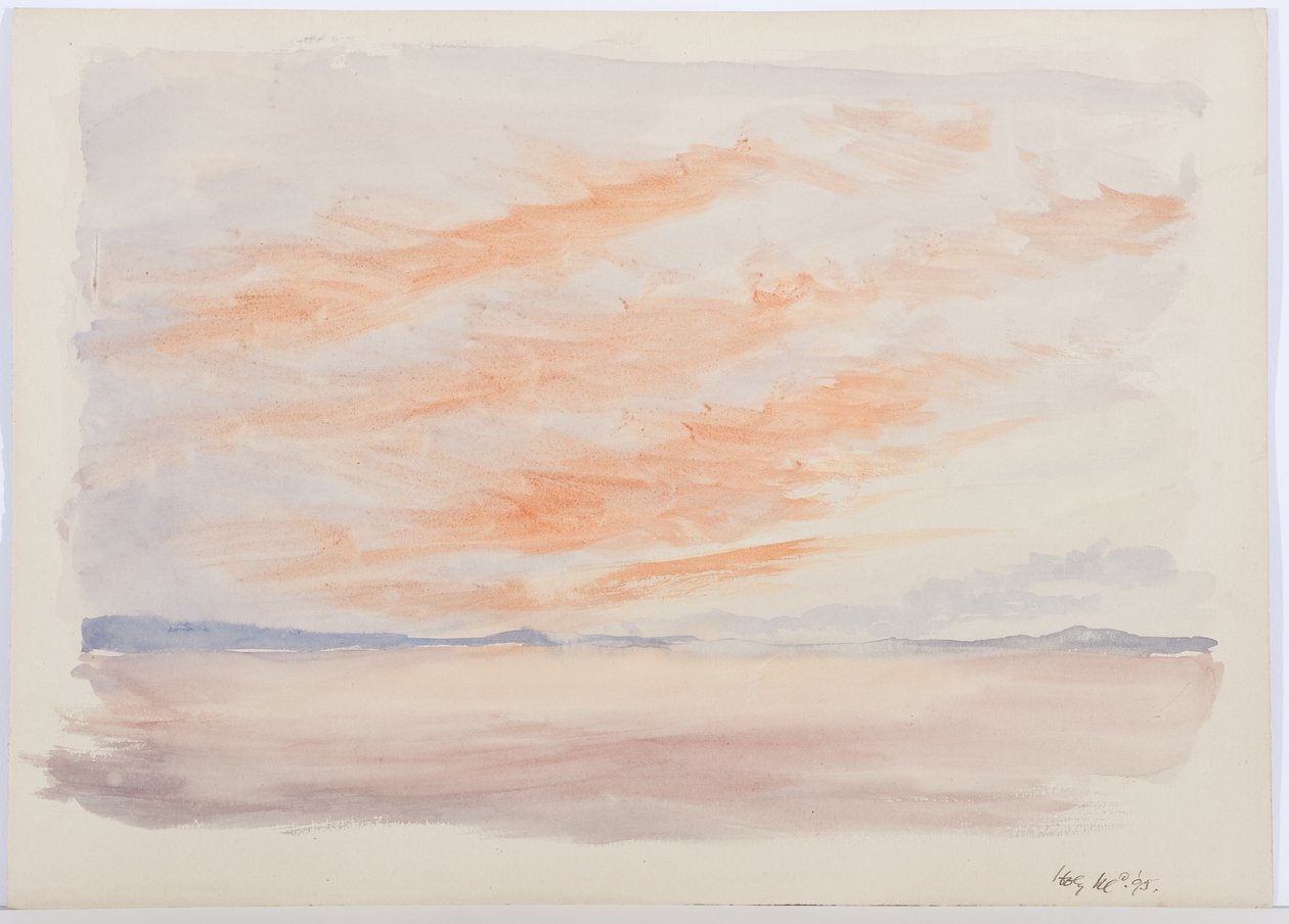 Holy Island, 1895 (lápis e wc no papel) de Daniel Oliver