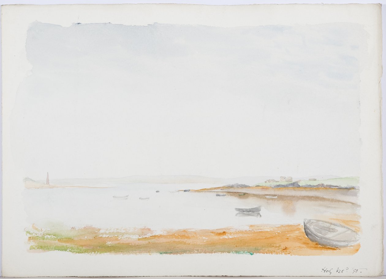 Holy Island, 1895 (lápis e wc no papel) de Daniel Oliver