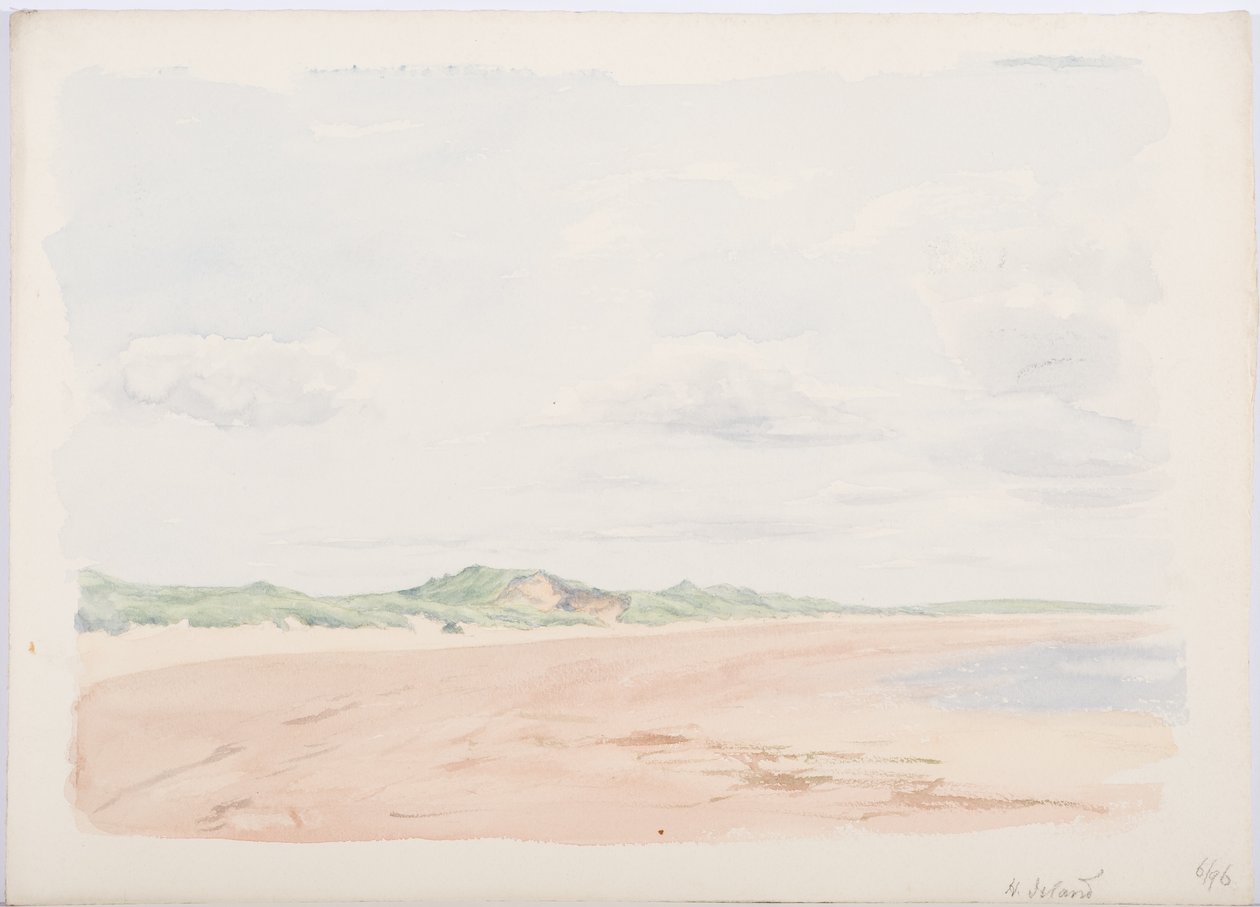 Holy Island, 1896 (lápis e wc no papel) de Daniel Oliver