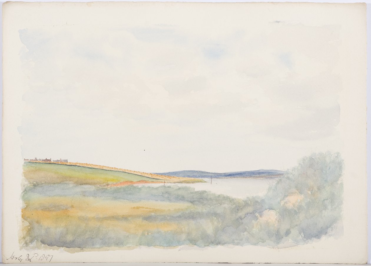 Holy Island, 1897 (lápis e wc no papel) de Daniel Oliver
