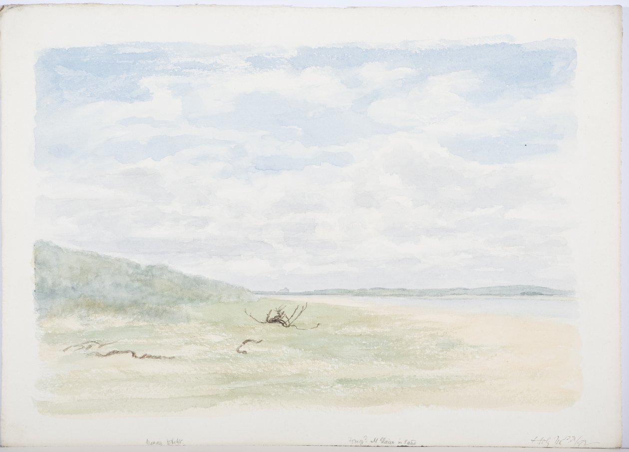 Holy Island, 1899 (lápis e wc no papel) de Daniel Oliver