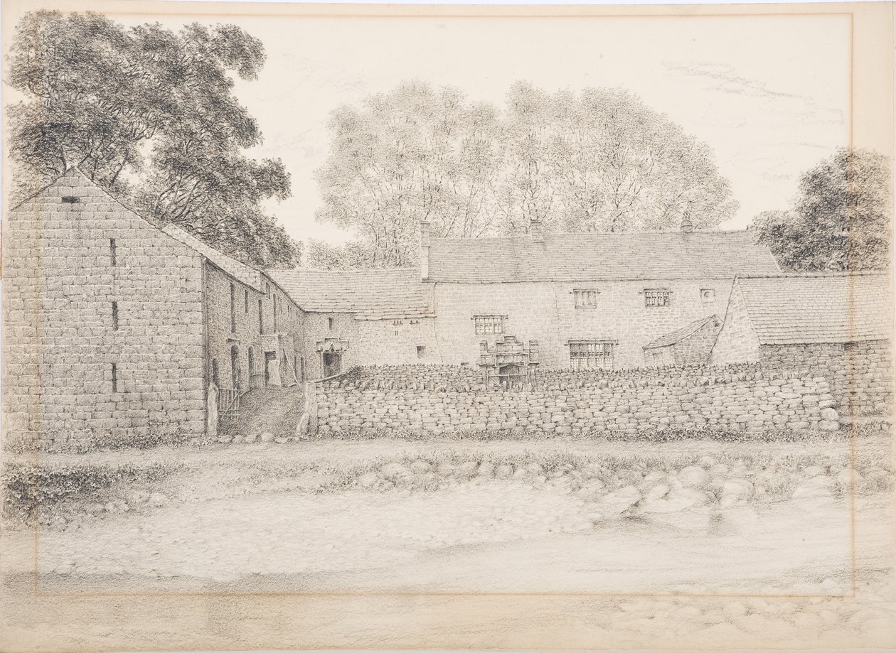 Merton Hall, Appleby, c.1916 (carvão e lápis no cartão) de Daniel Oliver