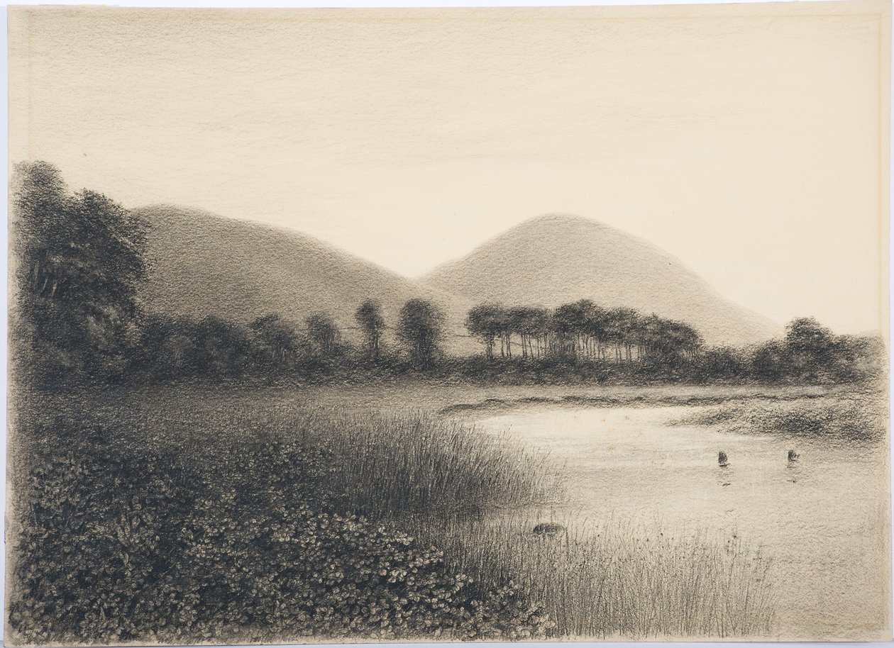 Yeavering Bell, Northumberland, c.1916 (lápis e wc no papel) de Daniel Oliver