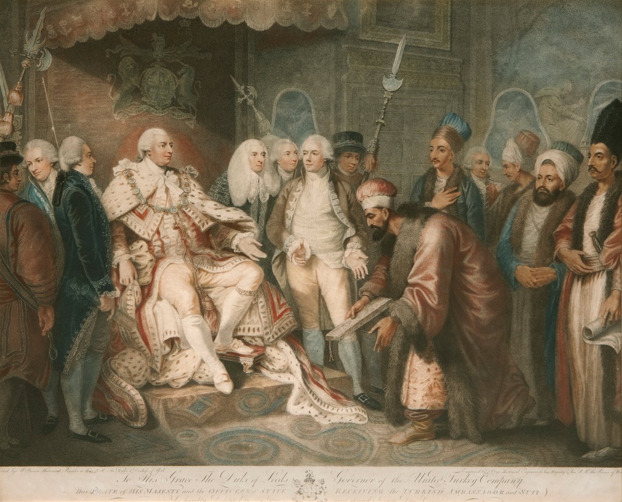 Rei George III recebendo o embaixador turco de Daniel Orme
