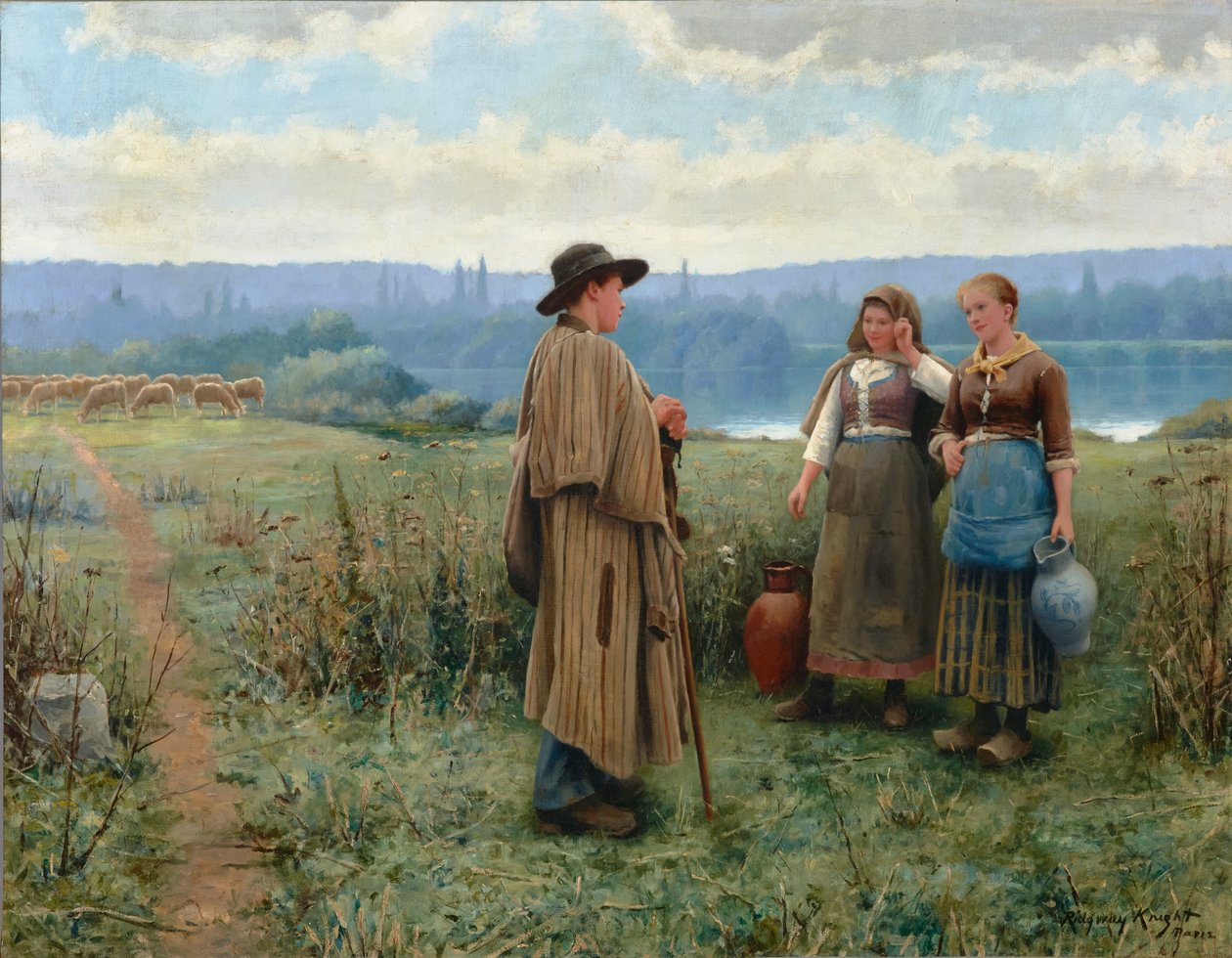 Um momento de ócio 1890 (Óleo sobre tela) de Daniel Ridgway Knight