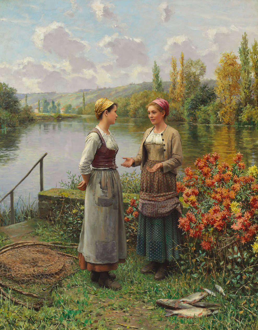 Duas mulheres em uma paisagem de Daniel Ridgway Knight
