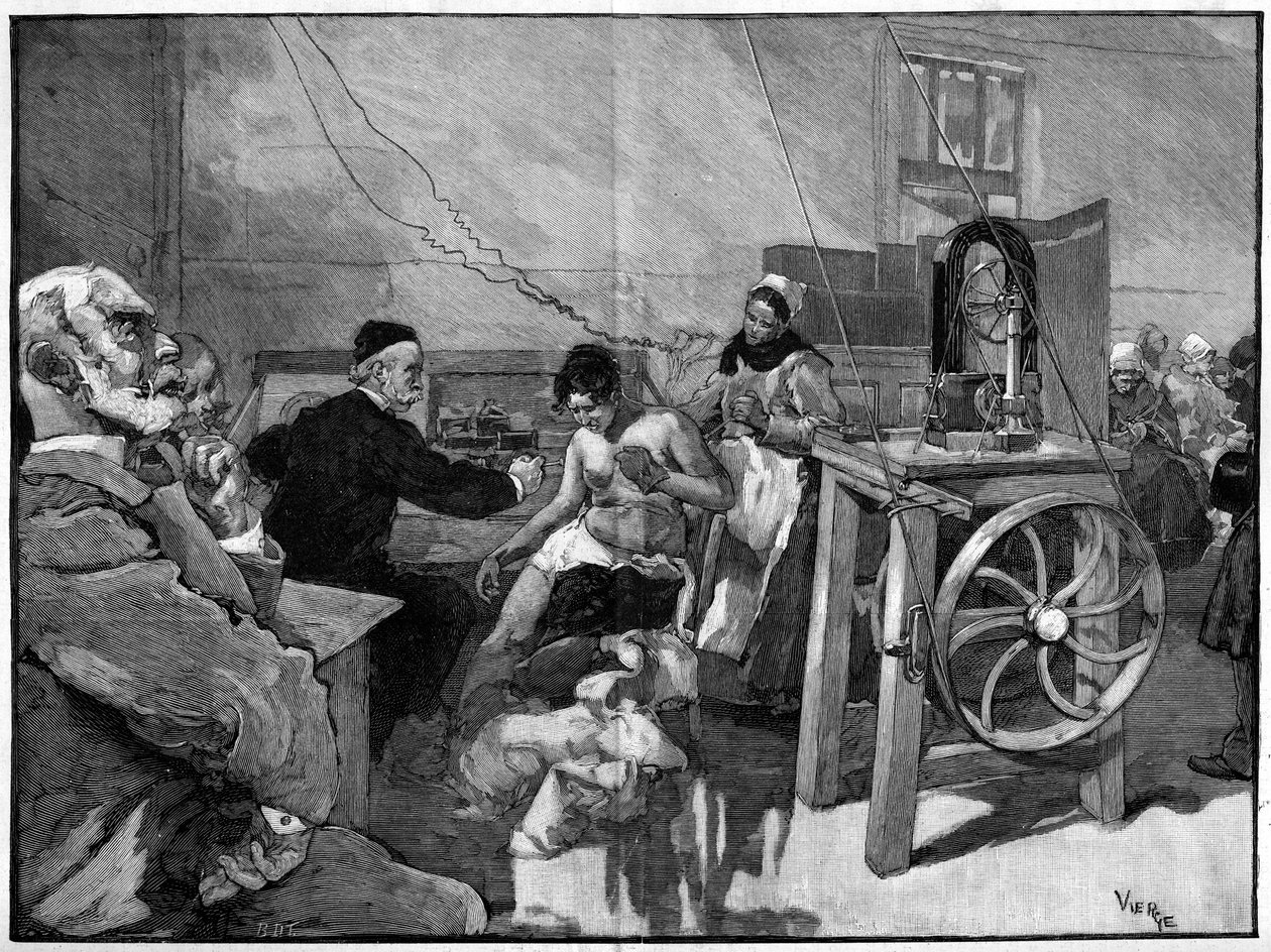 Eletroterapia no Salpetriere: diagnóstico pelo Dr. Vigouroux em 1887 de Daniel Urrabieta Vierge