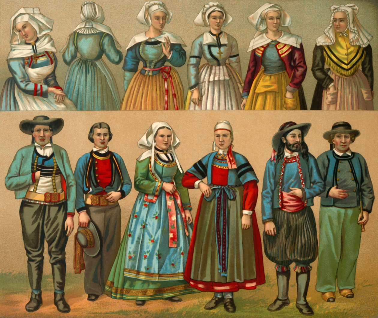 Traje nacional francês, final do século XIX. de Daniel Urrabieta Vierge