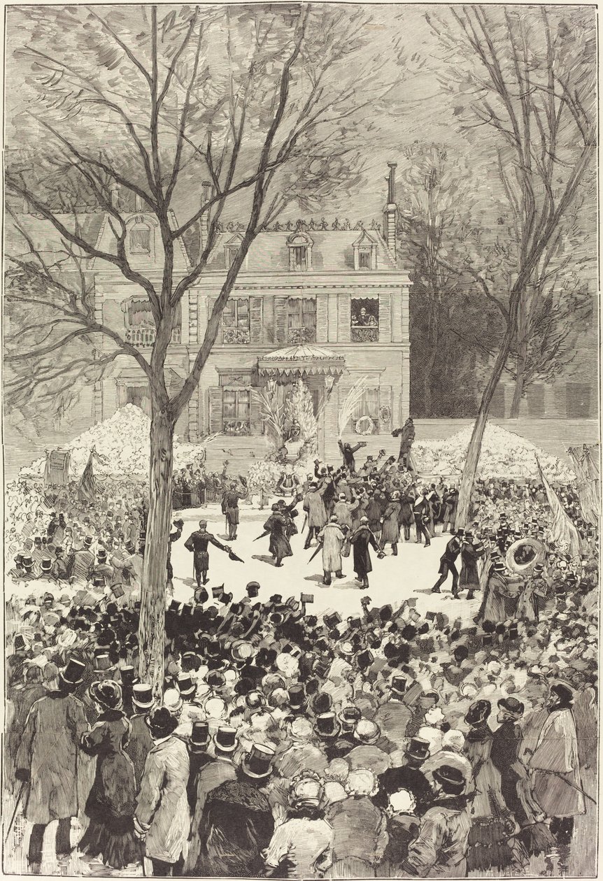 Manifestação popular de 27 de fevereiro para comemorar os 80 anos de Victor Hugo, 1881. de Daniel Urrabieta Vierge