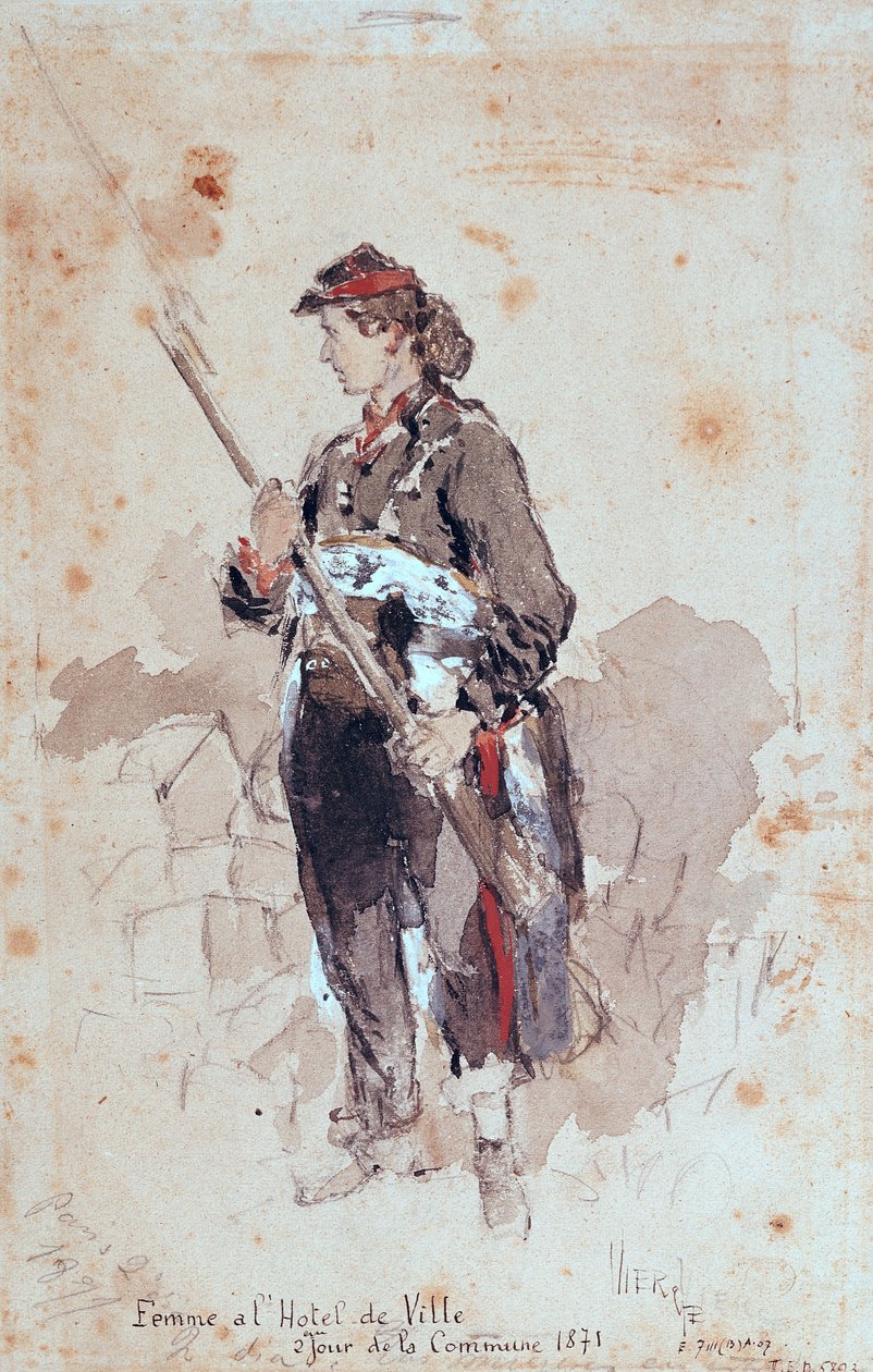 Mulher no Hotel de Ville, segundo dia da Comuna de Paris, 1871 de Daniel Urrabieta Vierge