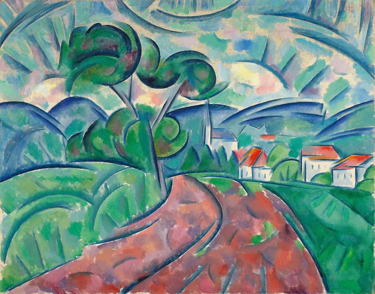 O caminho para a vila; La route au village, c.1908-1912 de Daniel Vladimir Baranoff Rossine