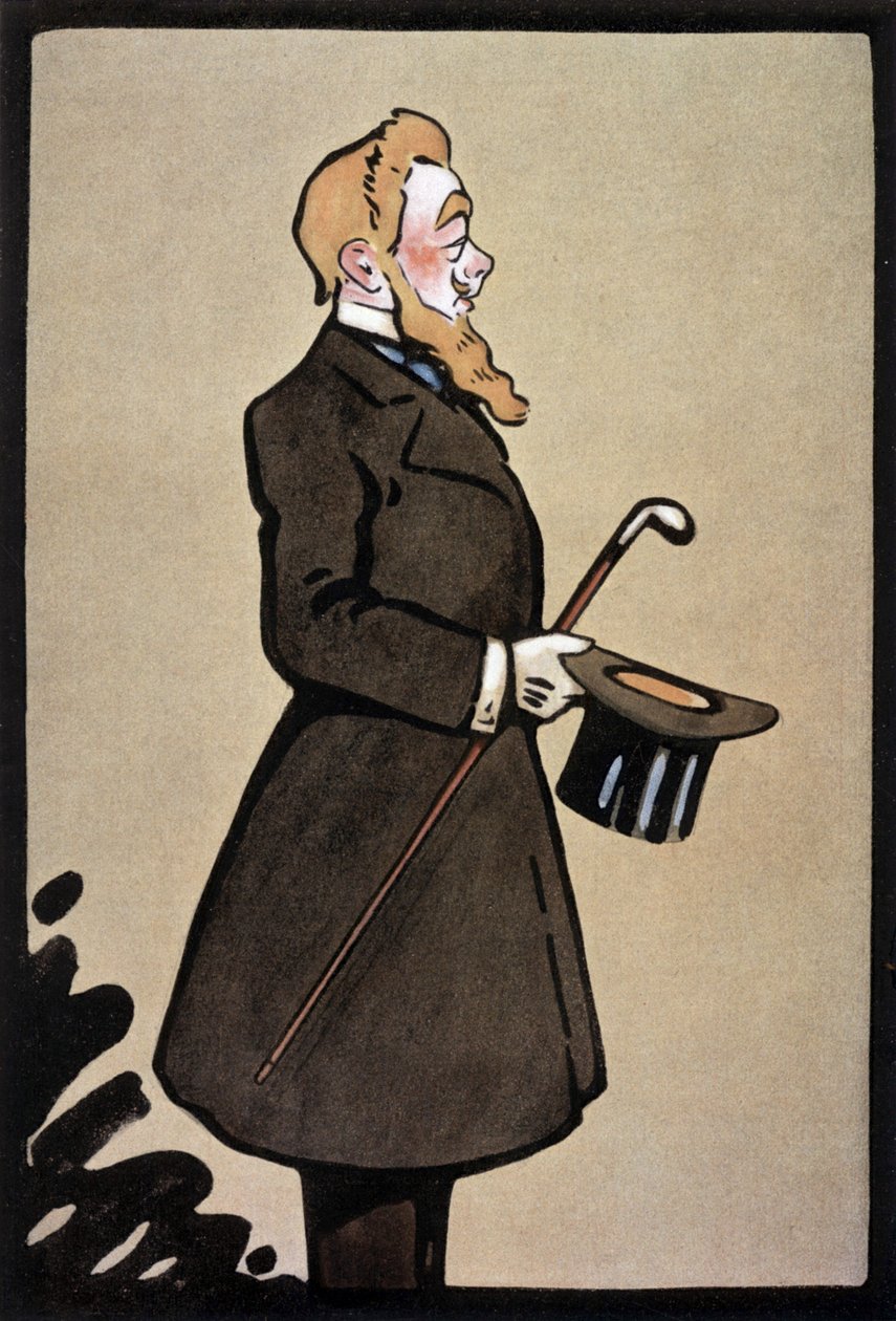O comediante e cantor francês Albert Brasseur no papel do rei na peça "Le Roi", ilustração do jornal francês "Le Theatre" de junho de 1908 de Daniel de (after) Loscques